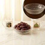Two Glass Mugs & One Tray Set For Zamzam and Khajoor (Dates)